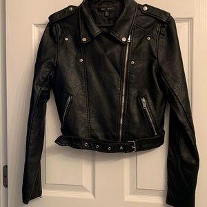 Romeo Juliet Couture Leather Biker Jacket Black Size Small